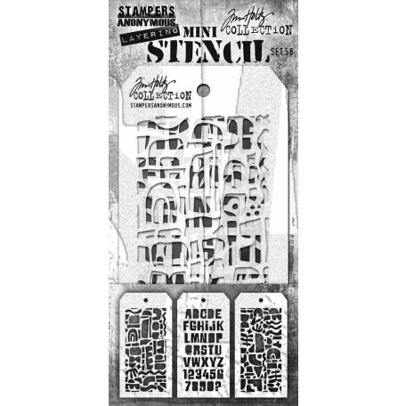 Stampers Anonymous Set #58 Tim Holtz Stencil Layering Mini Stencil (3 db)