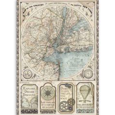   Stamperia Sir Vagabond Rizspapír A4 Map of New York Rice Paper (1 ív)