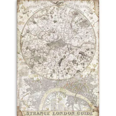 Stamperia Lady Vagabond Rizspapír A4 Strange London guide Rice Paper (1 ív)