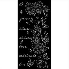   Stamperia Secret Diary Vastag stencil 12x25cm Flowers and butterfly Thick Stencil  (1 db)