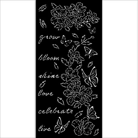 Stamperia Secret Diary Vastag stencil 12x25cm Flowers and butterfly Thick Stencil  (1 db)