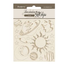   Stamperia Fortune Chipboard 14x14 cm Planets Decorative Chips (1 ív)