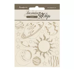   Stamperia Fortune Chipboard 14x14 cm Planets Decorative Chips (1 ív)