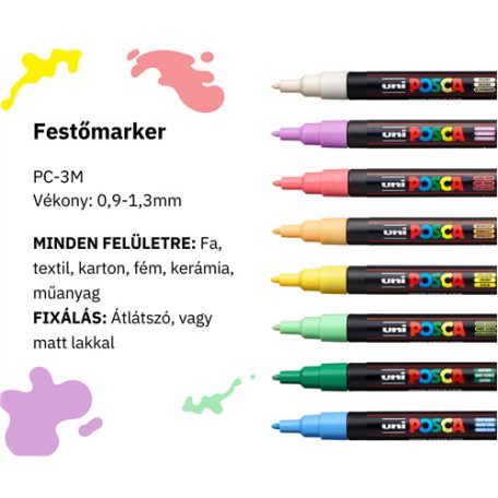 UNI POSCA dekormarker készlet 0.9 mm PC-3M PASZTELL (8 db)