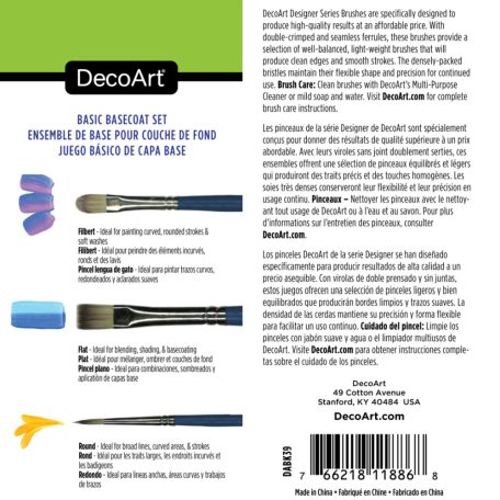 DecoArt Designer's Brush Basecoat Set Ecset készlet (4 db)