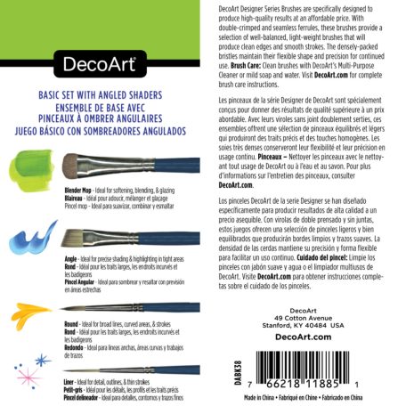 DecoArt Designer's Brush Sets Basics with Angled Shaders Ecset készlet (5 db)