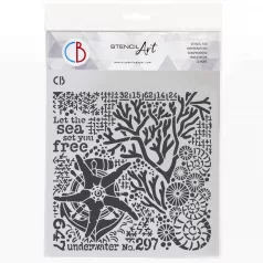   Ciao Bella Coral Reef Stencil 8" (20 cm) retro-futuristic marvels Texture Stencil (1 db)