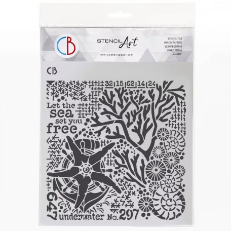 Ciao Bella Coral Reef Stencil 8" (20 cm) retro-futuristic marvels Texture Stencil (1 db)