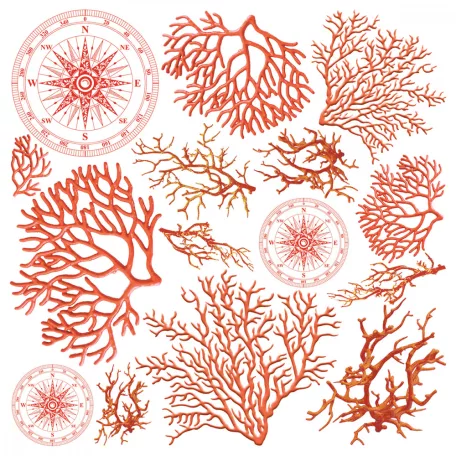 Ciao Bella Coral Reef Vellum kivágóív készlet 6" (15 cm) Vellum Fussy Cut (6 ív)