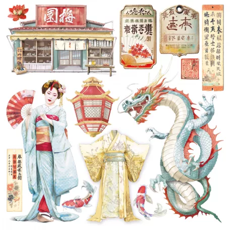 Ciao Bella Land of the Rising Sun Vellum kivágóív készlet 6" (15 cm) Vellum Fussy Cut (6 ív)