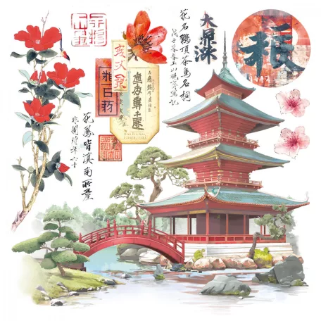 Ciao Bella Land of the Rising Sun Vellum kivágóív készlet 6" (15 cm) Vellum Fussy Cut (6 ív)