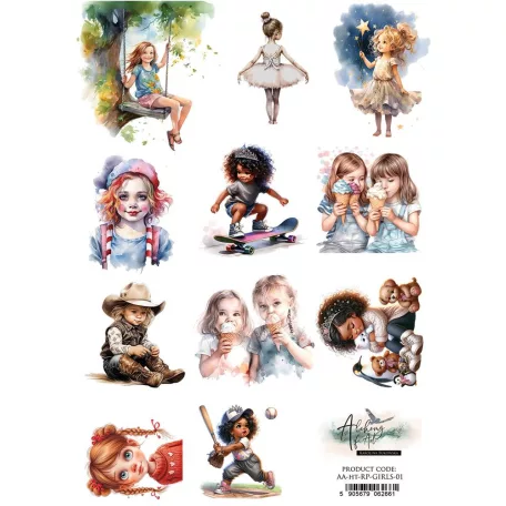 Alchemy of Art Rizspapír A4 - Happy Time - Girls 1 - Rice Paper (1 ív)