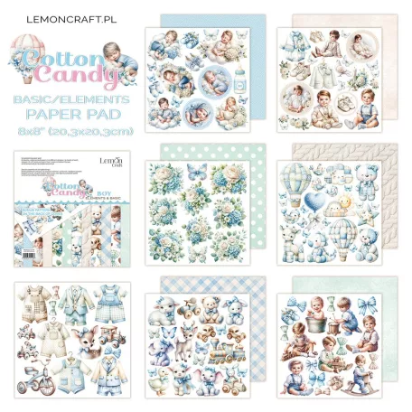 LemonCraft Papírkészlet / Kivágóív 8" (20 cm) - Cotton Candy Boy - Scrapbooking Paper Pad (1 csomag)