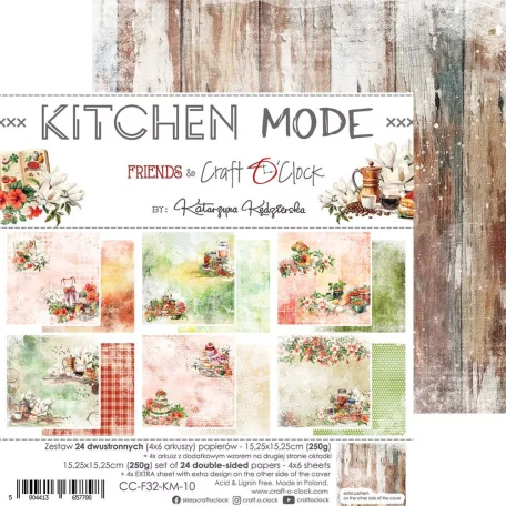 Craft O'Clock Scrapbook papírkészlet 6" (15 cm) Kitchen Mode Paper Collection Set (24 ív)