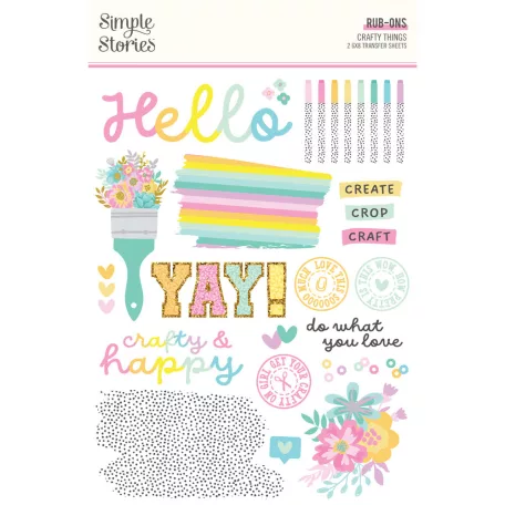 Simple Stories Crafty Things Matrica Rub-Ons 2 ív