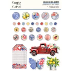   Simple Stories Simple Vintage Linen Market Díszítőelem Decorative Brads 1 csomag