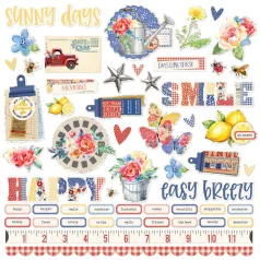   Simple Stories Simple Vintage Linen Market Matrica Cardstock Stickers 12" (30 cm) 1 ív