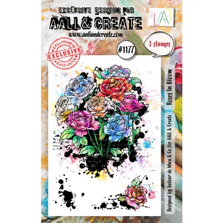 AALL & CREATE Szilikonbélyegző A7 - Roses In Bloom - Stamp Set (1 db)