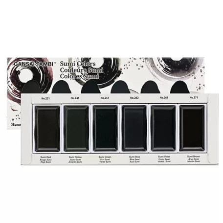 Kuretake Gansai Tambi Set Sumi Colors Akvarell festék készlet (6 szín)