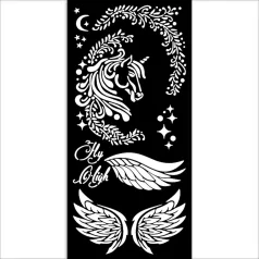   Stamperia Wonderland Vastag stencil 12x25cm Unicorn Thick Stencil  (1 db)