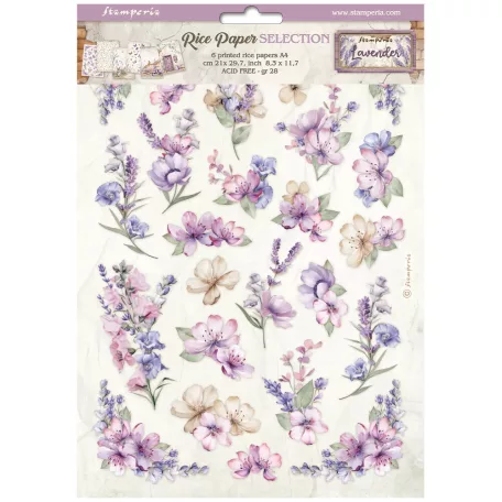 Stamperia Lavender Rizspapír készlet A4  Rice Paper Selection (6 ív)