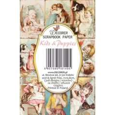   Decorer Papírkészlet 7x10.8 cm - Kids & Puppies - Mini Scrapbook paper (24 ív)