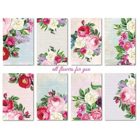 Decorer Papírkészlet 7x10.8 cm - All Flowers for You - Mini Scrapbook paper (24 ív)