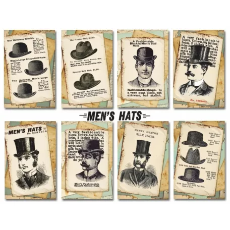 Decorer Papírkészlet 7x10.8 cm - Men’s Hats - Mini Scrapbook paper (24 ív)