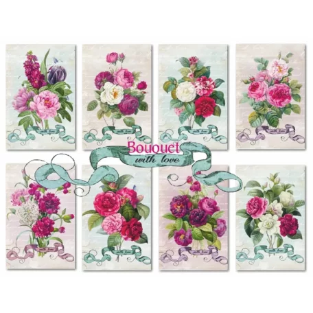 Decorer Papírkészlet 7x10.8 cm - Bouquet - Mini Scrapbook paper (24 ív)