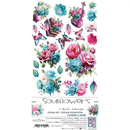 Craft O'Clock Kivágóív Soulflowers Mix Extras to Cut Set (18 ív)