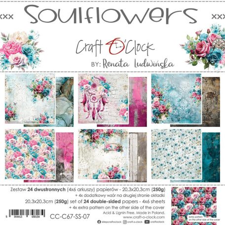 Craft O'Clock Scrapbook papírkészlet 8" (20 cm) Soulflowers Mix Paper Set (24 ív)