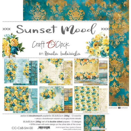 Craft O'Clock Scrapbook papírkészlet 12" (30 cm) Sunset Mood Paper Collection Set (6 ív)