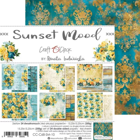 Craft O'Clock Scrapbook papírkészlet 6" (15 cm) Sunset Mood Paper Collection Set (24 ív)