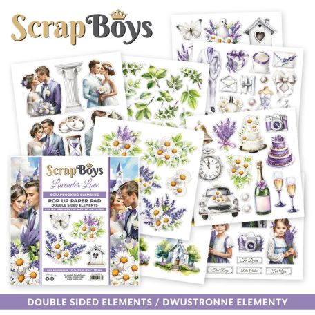 ScrapBoys Lavender Love Kivágóív készlet Pop Up 6" (15 cm) 24 lap
