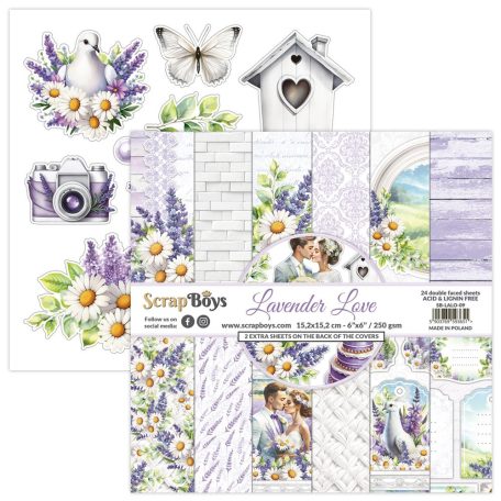 ScrapBoys Lavender Love Scrapbook papírkészlet Paper Pad 6" (15 cm) 24 lap