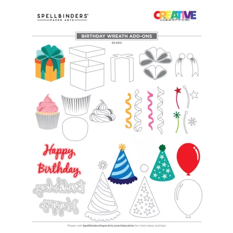 Spellbinders Vágósablon Birthday Wreath Add-Ons Cutting Dies (1 csomag)