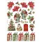 Stamperia All you need for Christmas Rizspapír A4 Classic Christmas socks and houses Rice Paper (1 ív)
