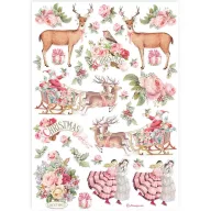   Stamperia All you need for Christmas Rizspapír A4 Pink Christmas Rice Paper (1 ív)