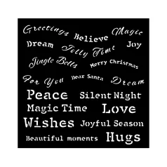   Stamperia All you need for Christmas Vastag stencil 18x18cm Classic Christmas quotes Thick Stencil  (1 db)