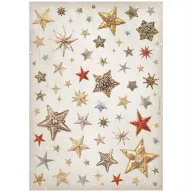   Stamperia Gear up for Christmas Rizspapír A4 Stars Rice Paper (1 ív)
