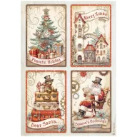   Stamperia Gear up for Christmas Rizspapír A4 4 cards Rice Paper (1 ív)