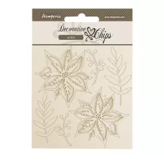   Stamperia The Nutcracker Chipboard 14x14 cm Poinsettia Decorative Chips (1 ív)