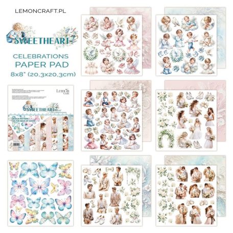 LemonCraft Papírkészlet / Kivágóív 8" (20 cm) - Sweetheart - Scrapbooking Paper Pad (1 csomag)