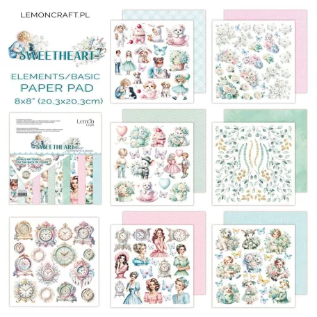 LemonCraft Papírkészlet / Kivágóív 8" (20 cm) - Sweetheart - Scrapbooking Paper Pad (1 csomag)