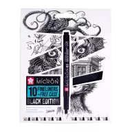  Sakura Black Edition Tűfilc készlet + Tolltartó Pigma Micron (10 db)