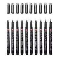   Sakura Black Edition Tűfilc készlet + Tolltartó Pigma Micron (10 db)