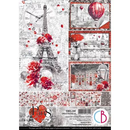 Ciao Bella Paris Je t'aime Scrapbook papírkészlet 12" (30 cm) Patterns Pad (8 ív)