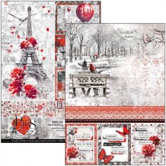   Ciao Bella Paris Je t'aime Scrapbook papírkészlet 12" (30 cm) Patterns Pad (8 ív)