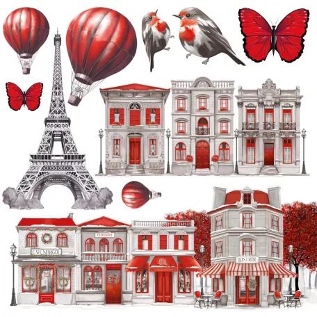 Ciao Bella Paris Je t'aime Vellum kivágóív készlet 6" (15 cm) Vellum Fussy Cut (6 ív)