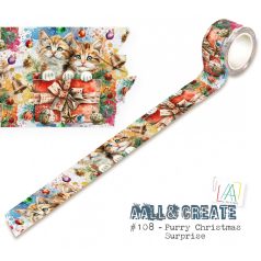   AALL & CREATE Dekorációs ragasztószalag 25mm - Purry Christmas Surprise - Washi Tape (1 db)